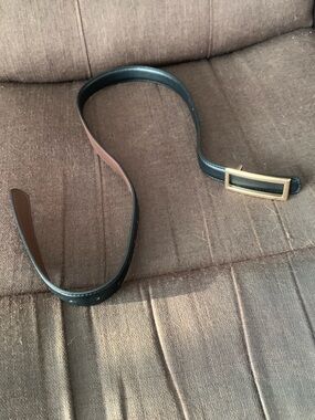 Reversible Black and Brown Leather Belt with Gold Buckle